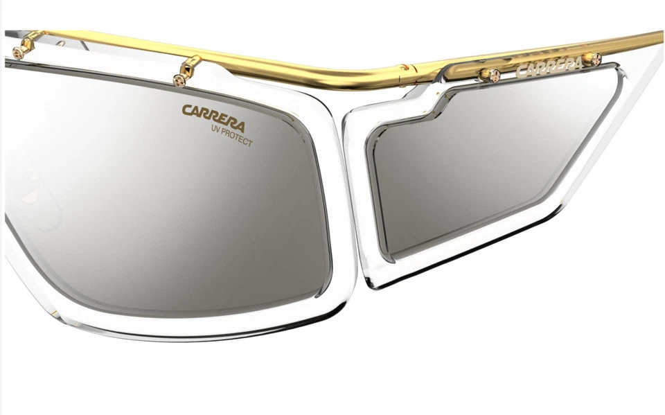 Gafas de sol CARRERA FACER 900 T4 marco de cristal lentes espejadas plateadas ajuste pequeño 62 mm Foto 3 de 4