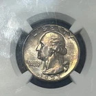 1953 WASHINGTON SILVER QUARTER VERY BEAUTIFUL TONING SCARCE TUFFR DATE NGC MS 67