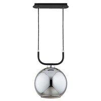 HäNgelampe Rauchglas Schwarz Chrom Glas Modern E27 L:25 Cm Pendelleuchte KüChe