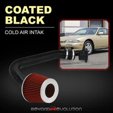 For 1995-1998 240SX S14 2.4L KA24DE Cold Air Intake CAI Aluminum Piping Black