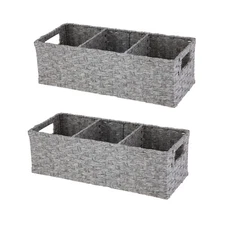 Mainstays 3-Compartment Storage Basket Set With Handles, Set of 2