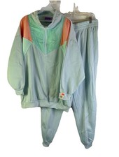 Deadstock VTG 90s Streetwear Womens 2XL Rainbow Pastel Color Block Track Suit