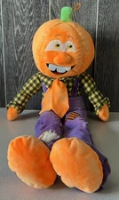 Vintage 1997 Stuffins Halloween Hillbilly Plush Pumpkin Head Jack O Lantern