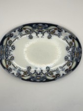 Antike Flow Blau Polychrom Iris Muster Oval Servierplatte RSP