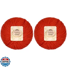 JubileeYarn Bamboo Cotton Chunky Yarn - 100g/Ball - Cherry Red - 2 Balls