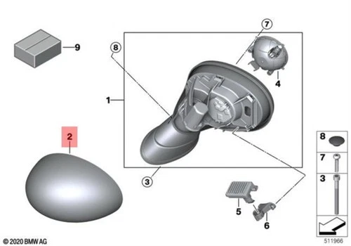 Genuine MINI Cooper JCW One F54 F55 F56 Mirror cover left chrome 51167376271