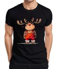 Niedliches Rentier Lichterkette Rotnase Weihnachten Geschenk Herren T-Shirt