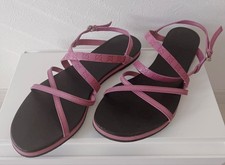 Gucci Mules Sandals Pink Leather With GG Pattern Size 37 US About7 For Women