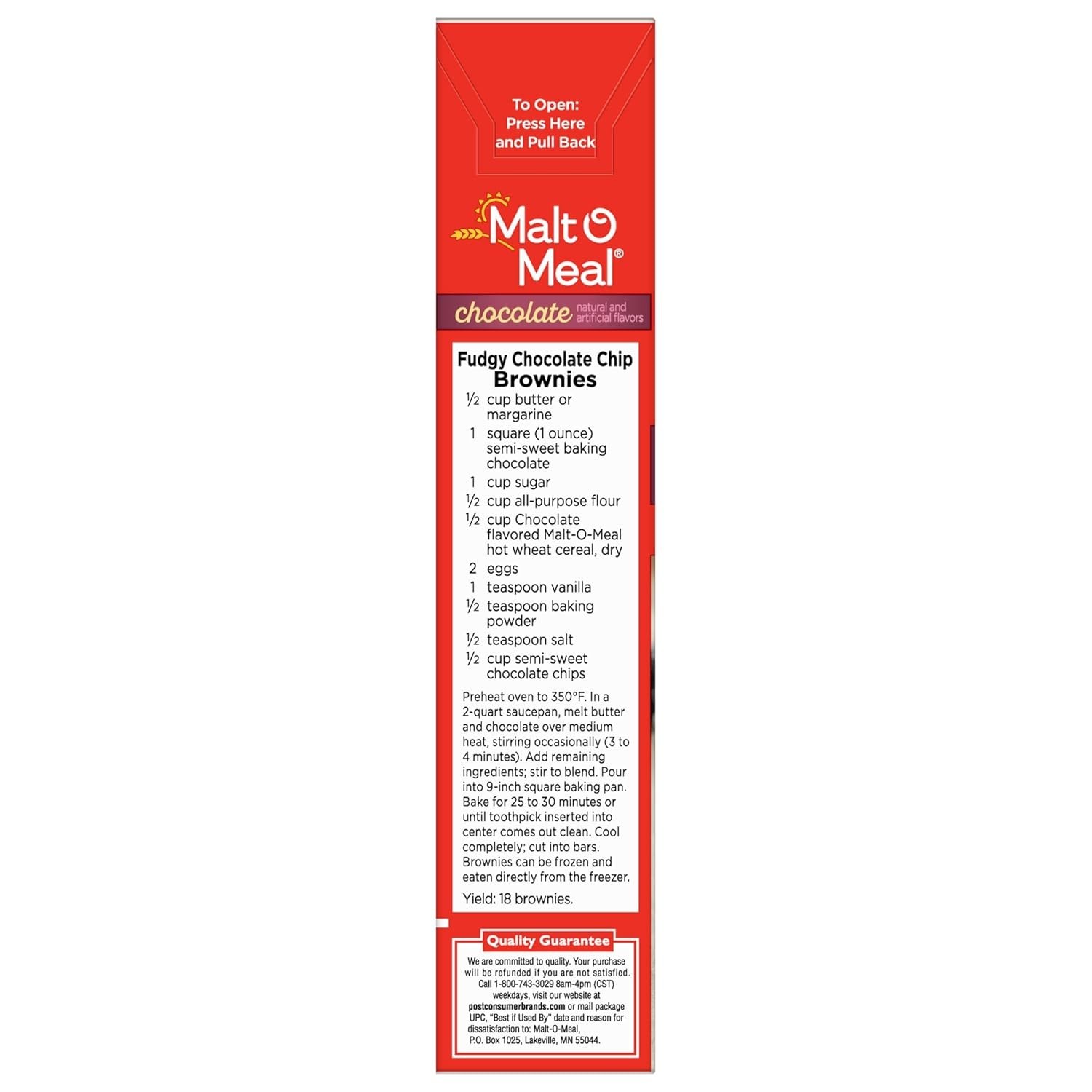 Malt-O-Meal Chocolate Hot Wheat Cereal, Instant Porridge with Folic Acid and Iro
