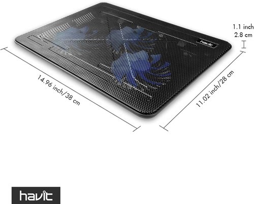 havit HV-F2056 15.6"-17" Laptop Cooler Cooling Pad - Slim Portable Black+Blue - 第 8/8 張圖片