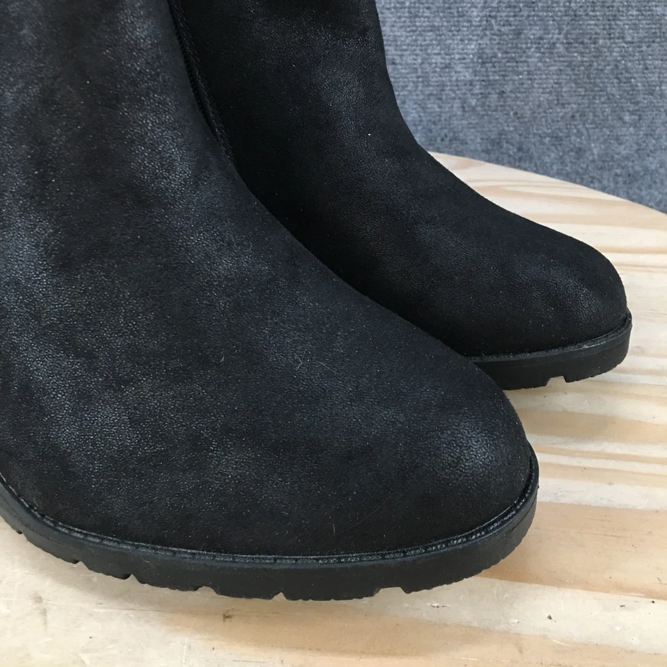 Botas Lane Bryant para mujer 10 W informales cremallera lateral ribete de piel sintética botín de cuña negro Foto 4 de 4