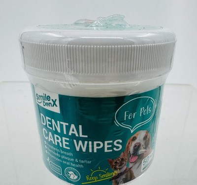 Smile Den X Dental Care Wipes Dogs/Cats Reduces Plaque/Freshens Breath 50ct New
