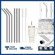 6 Pack Stainless Steel Straw Replacement 40 oz for Stanley Tumbler,3 Straight +