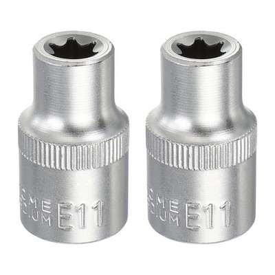 2pcs E-Torx Socket 1/2'' Drive E11 Star Socket 1.5'' Long 35K Alloy Steel