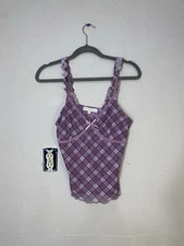 Madden Girl Purple Plaid Mesh Cami Womens XL