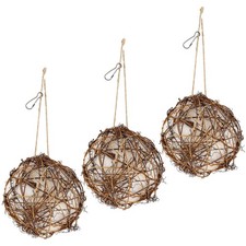 winemana Set of 3 Globe Hummingbird Nesters, Full Bird Nesting Brown