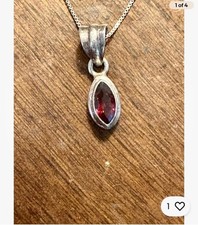 Vintage sterling silver necklace with garnet pendant