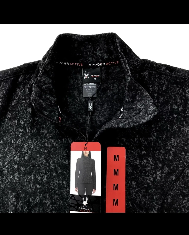 Pullover Spyder Active Cuarto Cremallera Adulto Mujer Mediano Brezo Negro Polar Foto 2 de 3