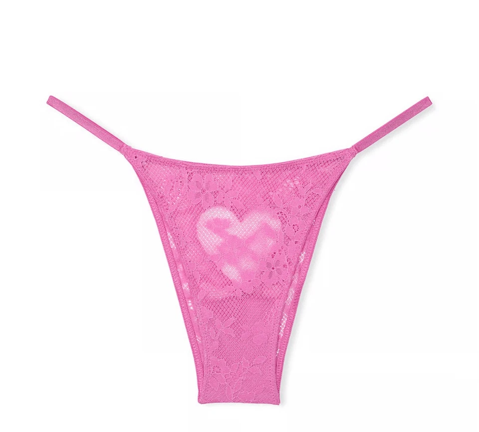 Victoria’s Secret Pink Lace Heart String Bikini Size Medium, NWT - Image 3 of 4