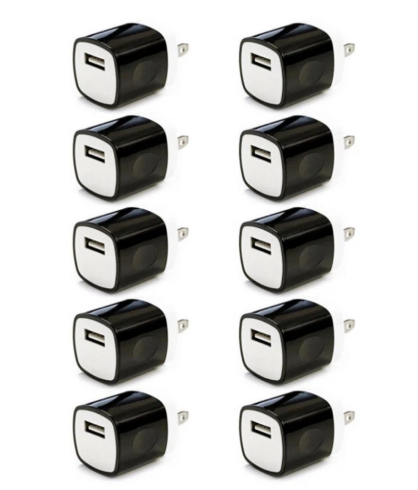 100x Negro 1A Adaptador de Corriente USB Cargador de Pared AC Hogar Enchufe EE. UU. PARA iPhone Samsung Foto 2 de 2