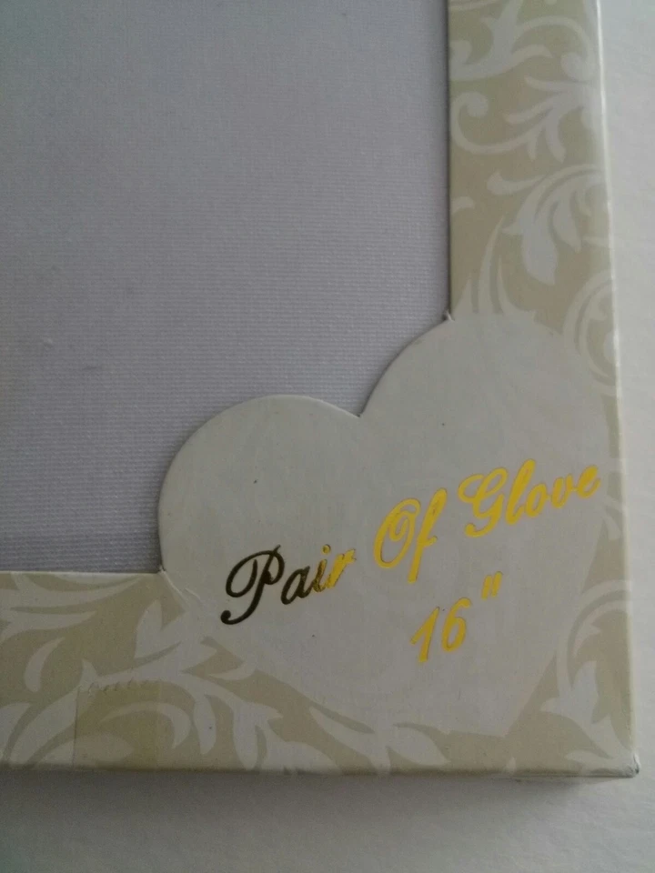 新娘婚礼手套 16 英寸肘长条纹闪亮白色 — 第 3/4 张图片