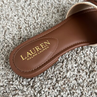 ◆RALPH LAUREN◆ALEGRA ラフィア&レザー ロゴ フラットサンダル s-l400.jpg
