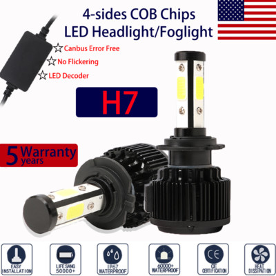 2x 4-Side 9004 240W 32000LM LED Headlight Kit High Low Beam Fog Lamp Bulb Canbus