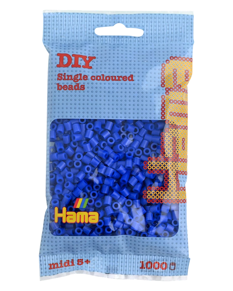1000 Midi Bügelperlen - Blau 207-08 Ø 5 mm Hama Perlen Steckperlen Beads