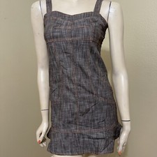 Women’s Brown Denim Cotton Casual Open Strap Zip Stretch Size M Dress Sundress