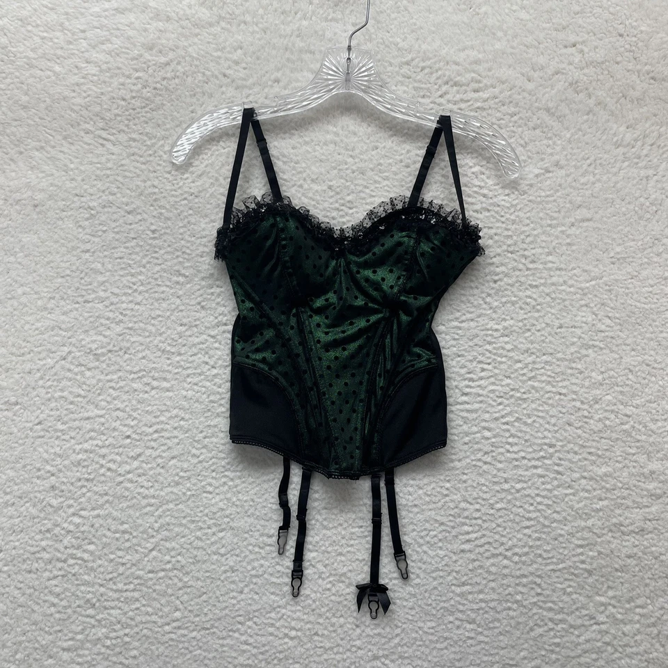 Y2K Vintage Corsé Bustier Top Pequeño Verde Deshuesado Gótico Hada Victoriano Eduardiano Foto 3 de 4
