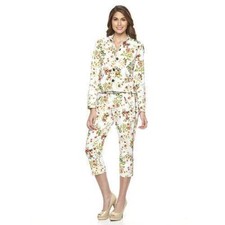 Disney Alicia A Través del Espejo Floral Denim Pantalones Capri 6 Traje Chaqueta Pequeño