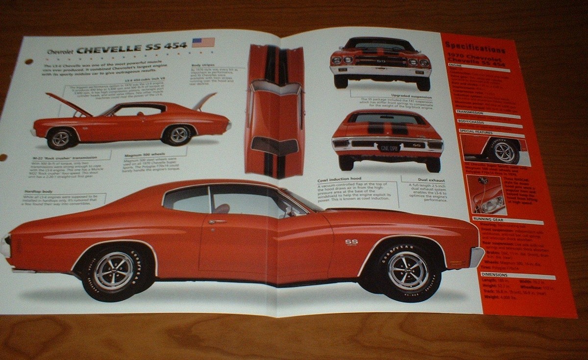1970 Chevy Chevelle SS 454 Spec Sheet Brochure Poster Print Photo