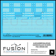 N Scale Alexander Railroad SW1500 Black Scheme Locomotive Decal Set