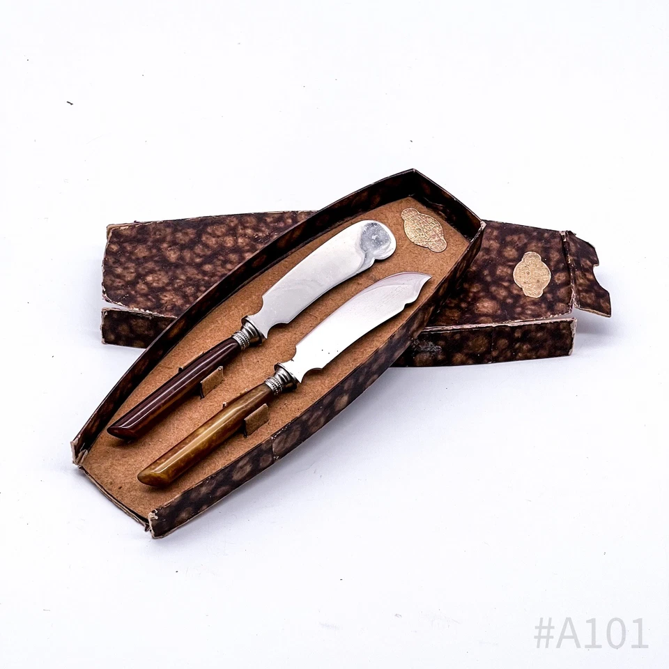 Vintage Messer mit Horngriff & Etui punziert D.R.G.M Graserli Qualitäts Marke - Bild 2 von 4