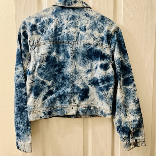 Anthropologie BB Dakota Kane Jacket XS Tie Dye Medium Blue Denim Jeans Trucker - Picture 2 of 8