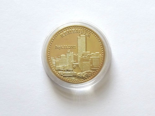 Freedom Remember 9 11 Twin Towers Gold Layered Commemorative Coin - Picture 1 of 2