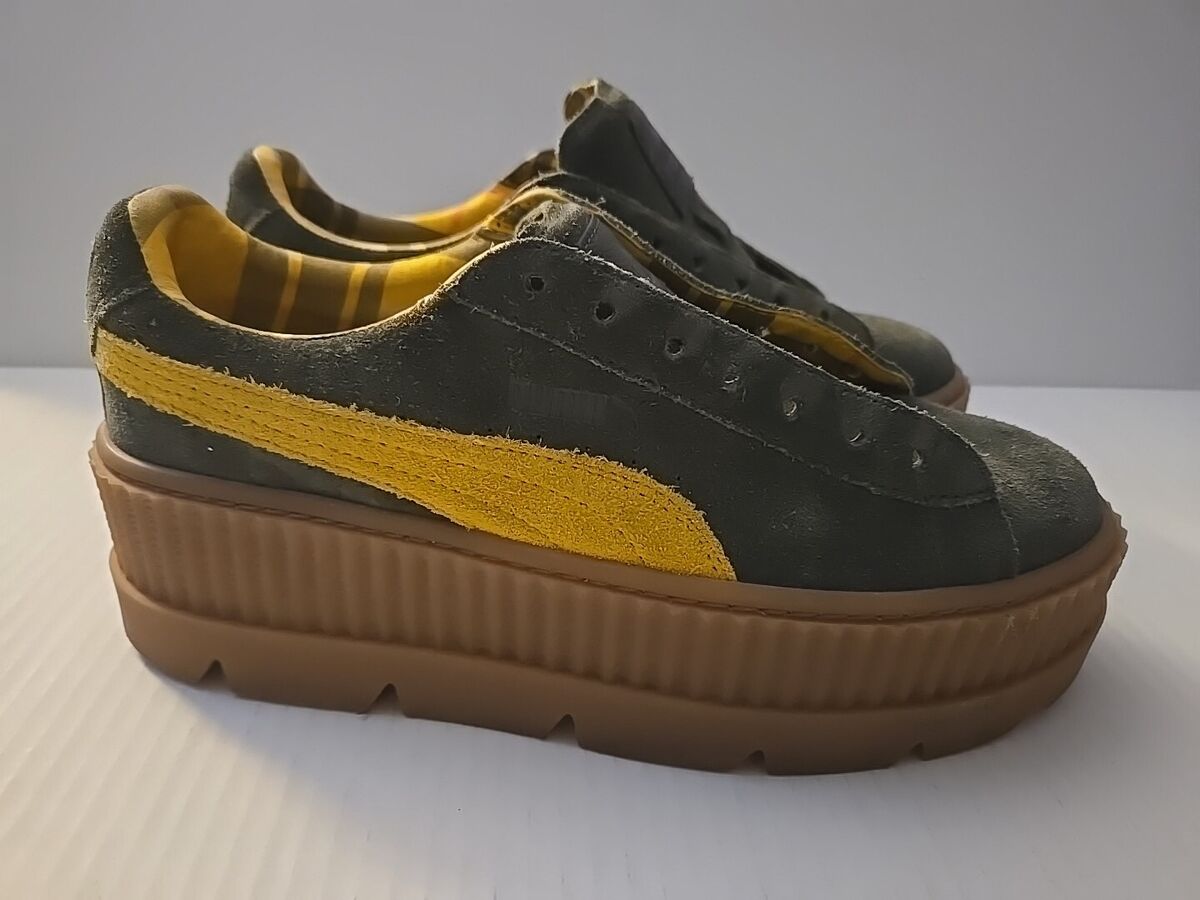Puma Fenty Rihanna Cleated Creeper Green Suede Platform Puma Fenty Rihanna Cleated Creeper Green Suede Platform