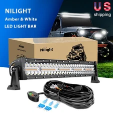 Nilight 22Inch 480W LED Light Bar Combo Amber White Strobe for Truck Car ATV SUV