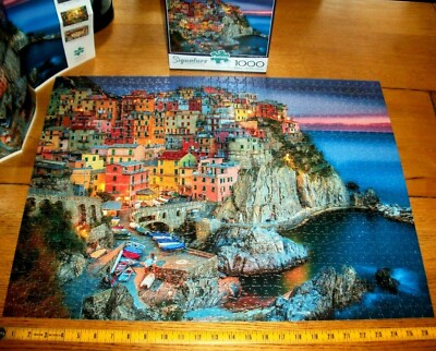 Jigsaw Puzzle 1000 Pcs Italy Cinque Terre Cliffside Homes Boats Ocean Complete