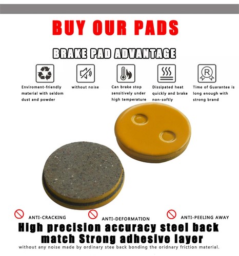 4 Pair Ceramics Bicycle Disc Brake Pads For ZOOM CMD-5,CMD-7,M365,Round Parts - Picture 4 of 9