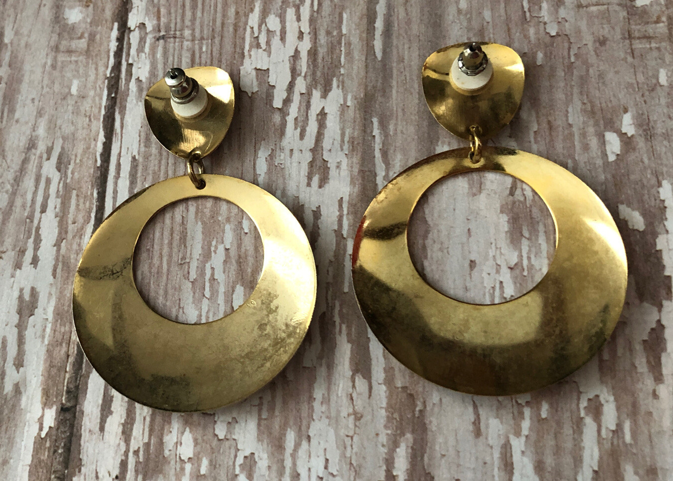 Vintage Leopard Painted Drop Dangle Earrings Larg… - image 2