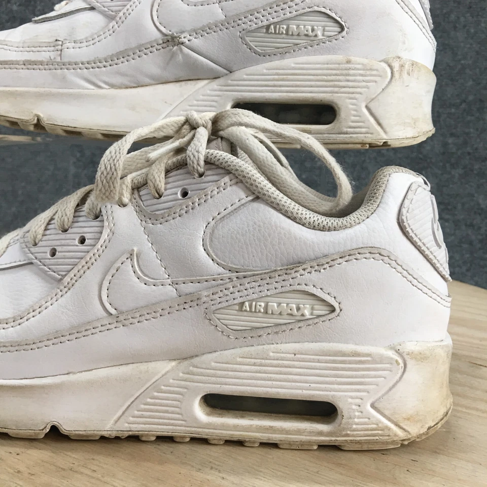 Nike Zapatos Jóvenes 7Y Niños Air Max 90 Medio Grueso Tenis Cuero Blanco Con Cordones Foto 3 de 4