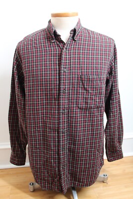 Vtg 90s Eddie Bauer M Tall Black Red Check Flannel Long Vtg 90s Eddie Bauer M Tall Black Red Check Flannel Long