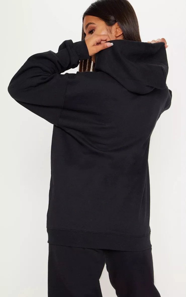Pretty little thing top black oversized hoodie