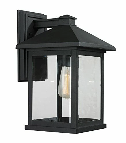 Portland 1 Light Outdoor Wall Sconce in Black with Clear Beveled Glass - Picture 1 of 1