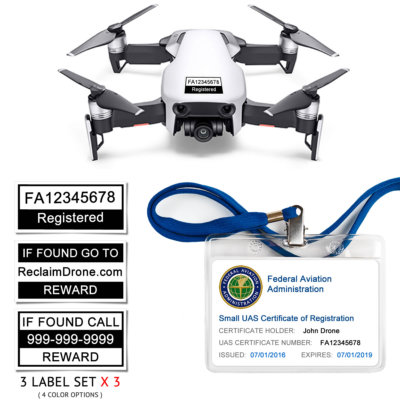 DJI Mavic Air - FAA UAS Registration ID Card + Label set