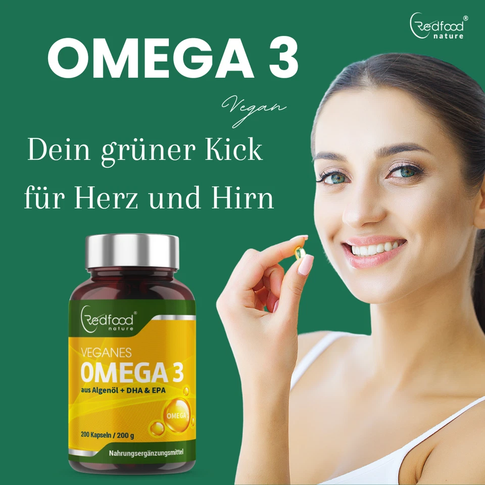 Omega 3 Kapseln aus Algenöl  - Vegan - 200 Kapseln 1000mg Algenöl DHA & EPA - Bild 4 von 4