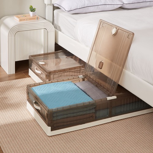 Under Bed Storage Containers with Wheels and Lids Stackable Plastic Foldable Box - Picture 4 of 22