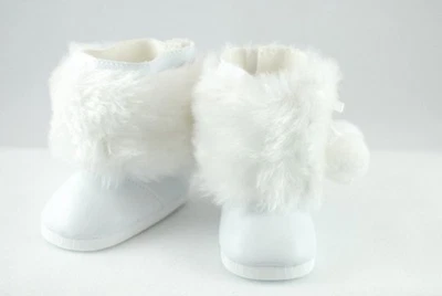 White Pom Boots With Fur Fits 18" American Girl Doll Clothing Shoes
