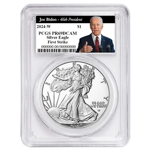 2024-W Proof $1 American Silver Eagle PCGS PR69DCAM FS Biden 46th President